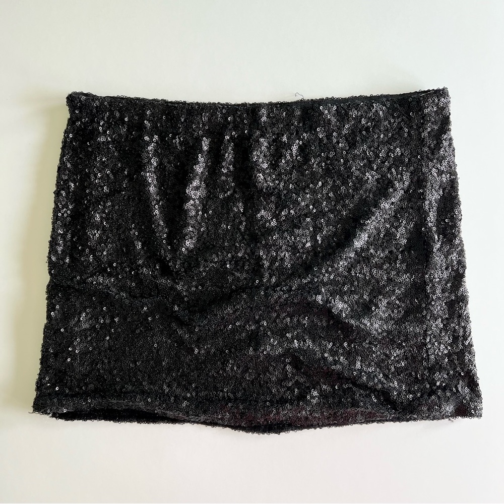 Lush Black Sequin Mini Skirt, Medium